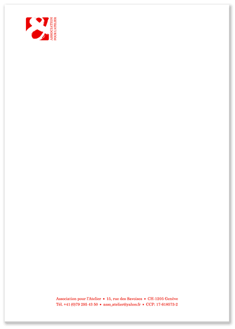 papier en-t&ecirc;te Association pour l'Atelier